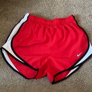 Nike Women's Red and White Athletic Shorts